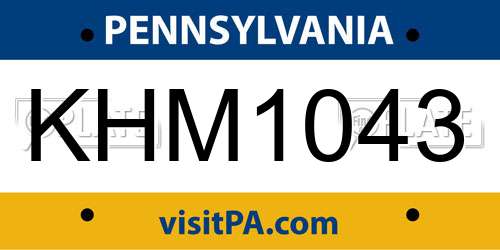KHM1043 Pennsylvania License Plate