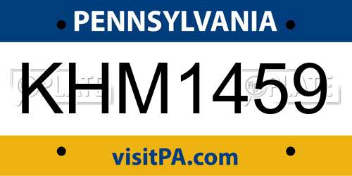 KHM1459 Pennsylvania License Plate