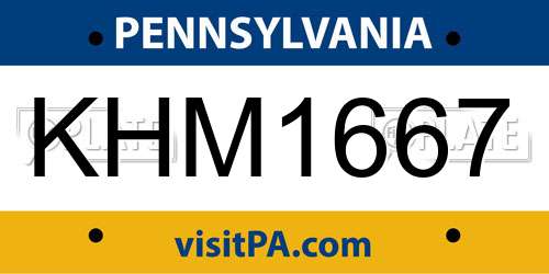 KHM1667 Pennsylvania License Plate