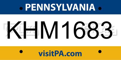 KHM1683 Pennsylvania License Plate