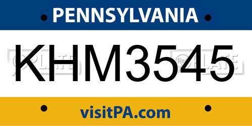 KHM3545 Pennsylvania License Plate