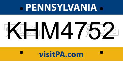 KHM4752 Pennsylvania License Plate