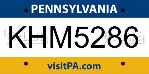 KHM5286 Pennsylvania License Plate