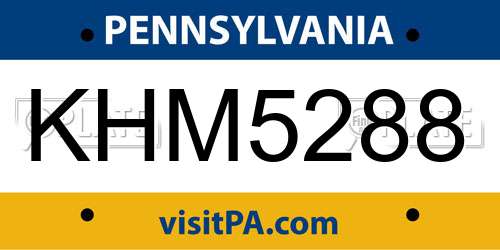 KHM5288 Pennsylvania License Plate