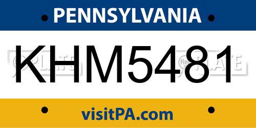 KHM5481 Pennsylvania License Plate