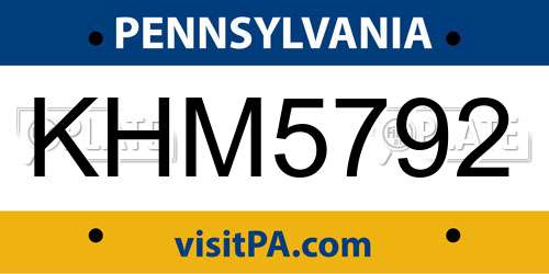 KHM5792 Pennsylvania License Plate