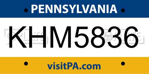 KHM5836 Pennsylvania License Plate