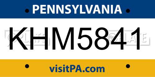 KHM5841 Pennsylvania License Plate