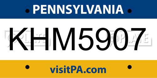 KHM5907 Pennsylvania License Plate