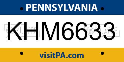 KHM6633 Pennsylvania License Plate