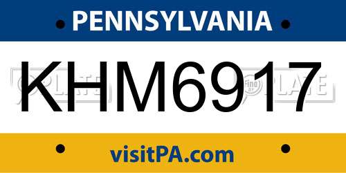 KHM6917 Pennsylvania License Plate
