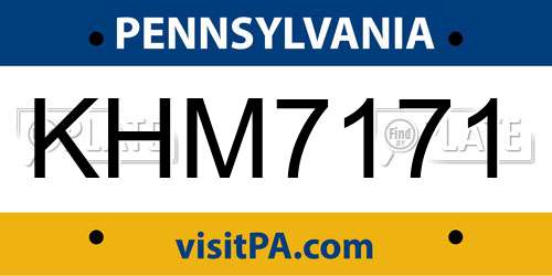 KHM7171 Pennsylvania License Plate