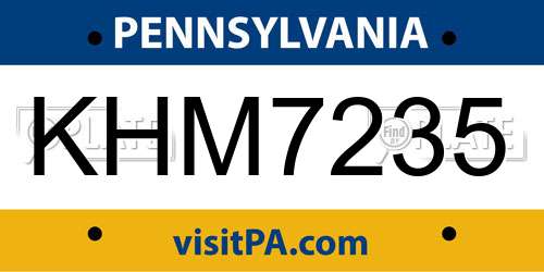 KHM7235 Pennsylvania License Plate
