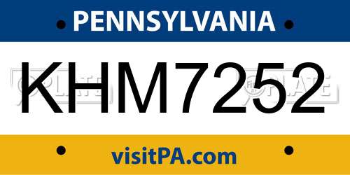 KHM7252 Pennsylvania License Plate