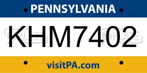 KHM7402 Pennsylvania License Plate