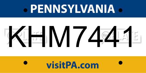 KHM7441 Pennsylvania License Plate
