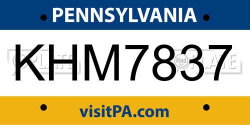 KHM7837 Pennsylvania License Plate