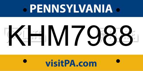 KHM7988 Pennsylvania License Plate