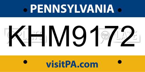 KHM9172 Pennsylvania License Plate