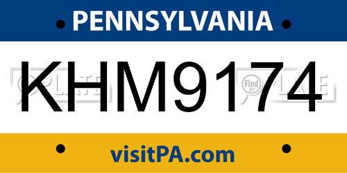 KHM9174 Pennsylvania License Plate