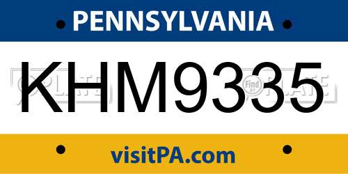 KHM9335 Pennsylvania License Plate