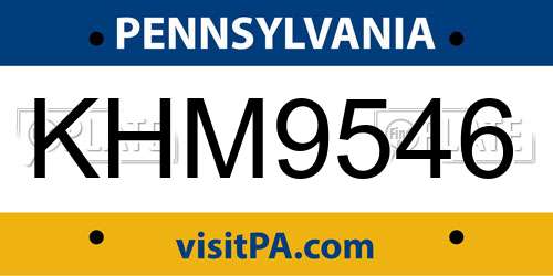 KHM9546 Pennsylvania License Plate