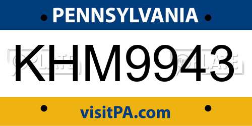 KHM9943 Pennsylvania License Plate
