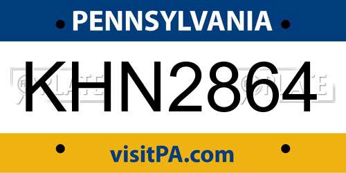 KHN2864 Pennsylvania License Plate