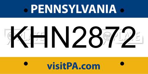 KHN2872 Pennsylvania License Plate