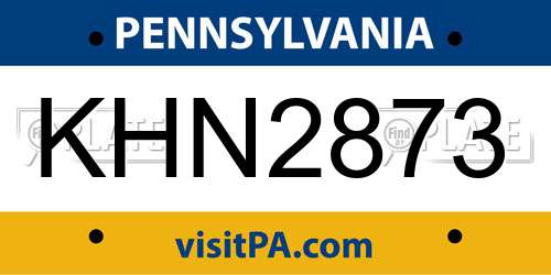 KHN2873 Pennsylvania License Plate