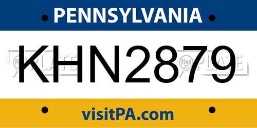 KHN2879 Pennsylvania License Plate