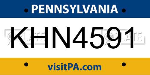 KHN4591 Pennsylvania License Plate