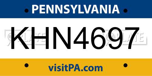 KHN4697 Pennsylvania License Plate