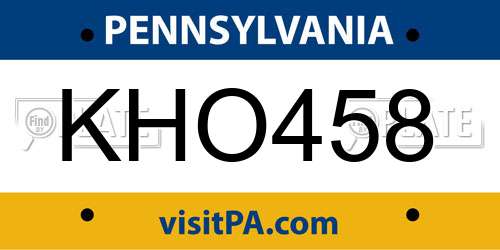 KHO458 Pennsylvania License Plate