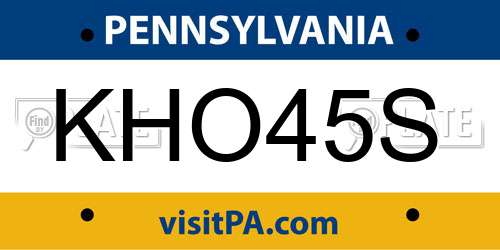 KHO45S Pennsylvania License Plate
