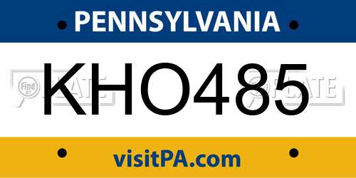 KHO485 Pennsylvania License Plate