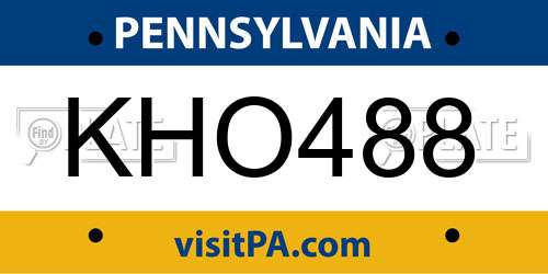 KHO488 Pennsylvania License Plate
