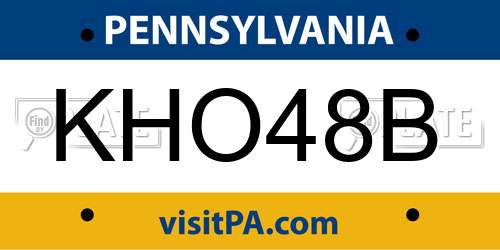 KHO48B Pennsylvania License Plate