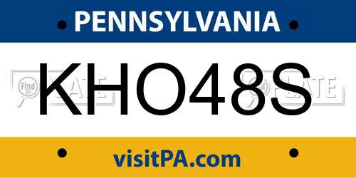 KHO48S Pennsylvania License Plate