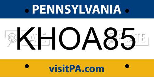 KHOA85 Pennsylvania License Plate