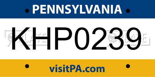 KHP0239 Pennsylvania License Plate