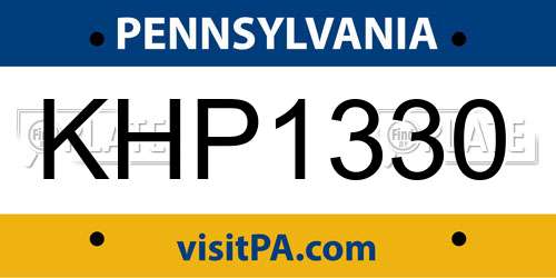 KHP1330 Pennsylvania License Plate