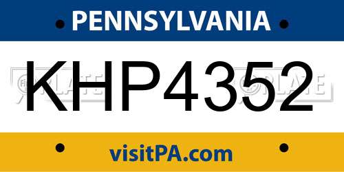 KHP4352 Pennsylvania License Plate