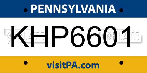 KHP6601 Pennsylvania License Plate