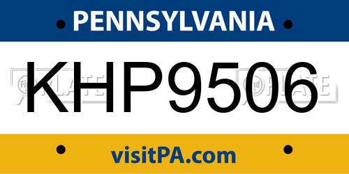 KHP9506 Pennsylvania License Plate