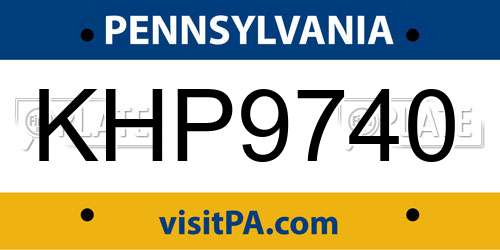 KHP9740 Pennsylvania License Plate