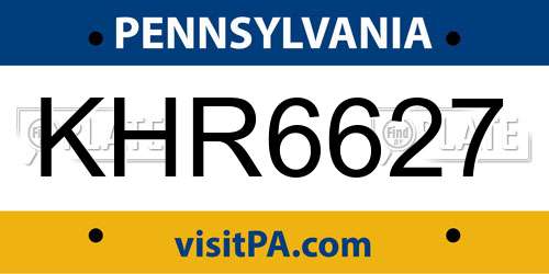 KHR6627 Pennsylvania License Plate