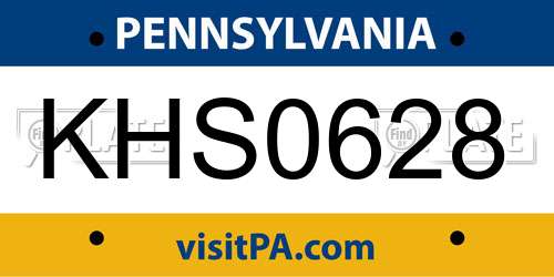 KHS0628 Pennsylvania License Plate