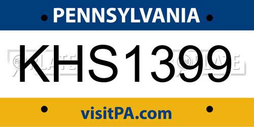 KHS1399 Pennsylvania License Plate