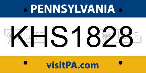 KHS1828 Pennsylvania License Plate